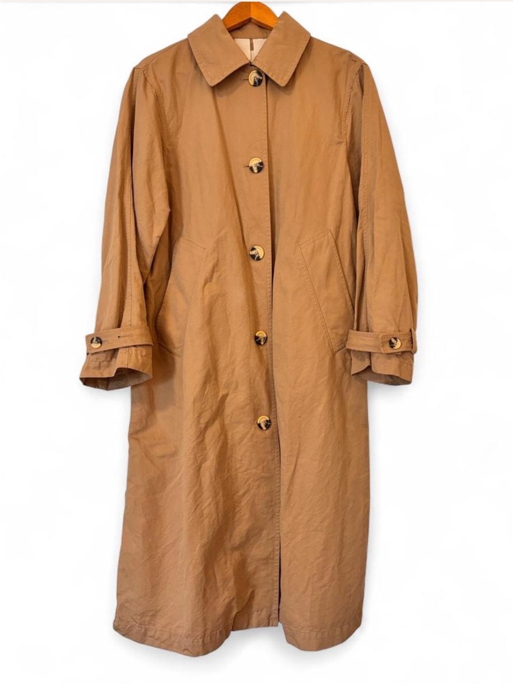 Arket Beige Linen Cotton Trench Coat Size S